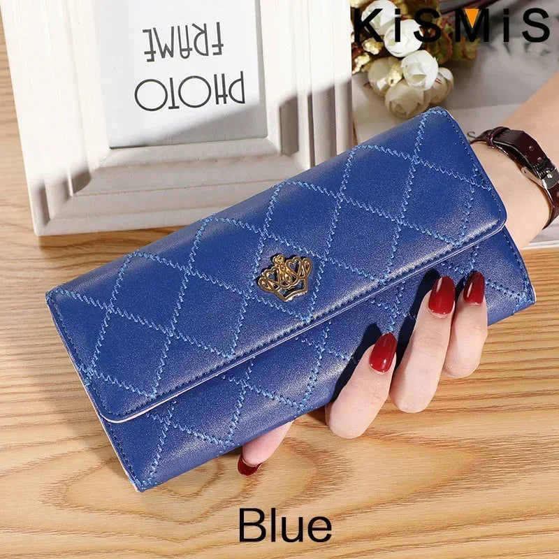 Pocket Women's Wallets Plaid Pu Leather Long Hasp Phone Bag Money Coin Pocket Bag