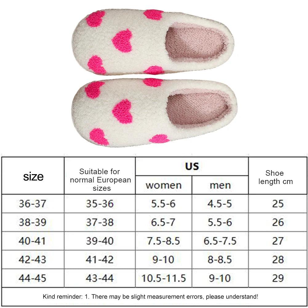 Plush Heart Slippers Closed Toe Non-Slip Slippers Fluffy Love Slippers Breathable