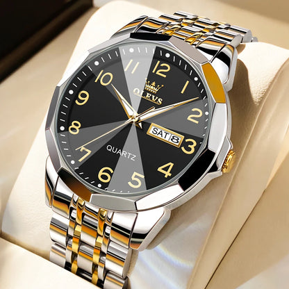 Men's Watches Causal Fashion Original Quartz Watch for Man Waterproof Stainless Steel Luminous Date Week