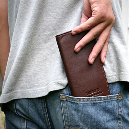 Soft PU Leather Long Wallet With Multiple Card Slots Classic Design Credit Card Holder Slim & Durable Men Bifold Cash Purse
