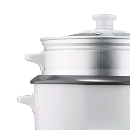 10 OR 20-Cup Rice Cooker Food Steamer. White 700W One Touch Operation Auto Warming Non-Stick Pot Top View Tempered Glass