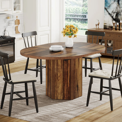 55.12 Inches Oval Dining Table for 4-6 People, Wood Kitchen or Family Room Table, Rustic Home Furniture