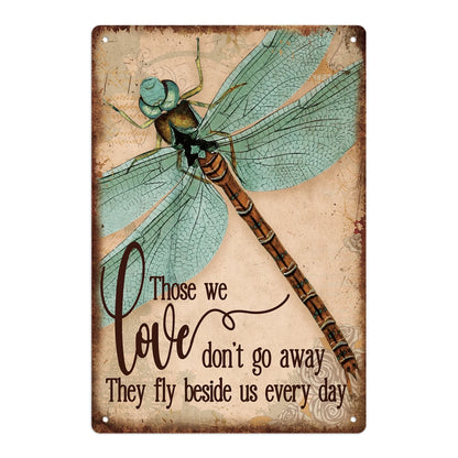1Pc Dragonfly Metal Signs, Vintage Motivational Quote Tin Plaque for Home Office Classroom