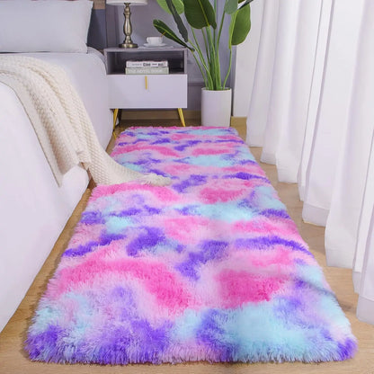 Fluffy Runner Rugs for Bedroom Living Room Soft Shag Rug 3x5 Feet, Non-Slip, Fuzzy Bedside Rug for Nursery or kid's room
