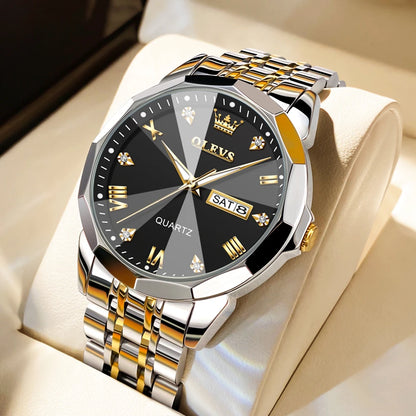 Men's Watches Causal Fashion Original Quartz Watch for Man Waterproof Stainless Steel Luminous Date Week