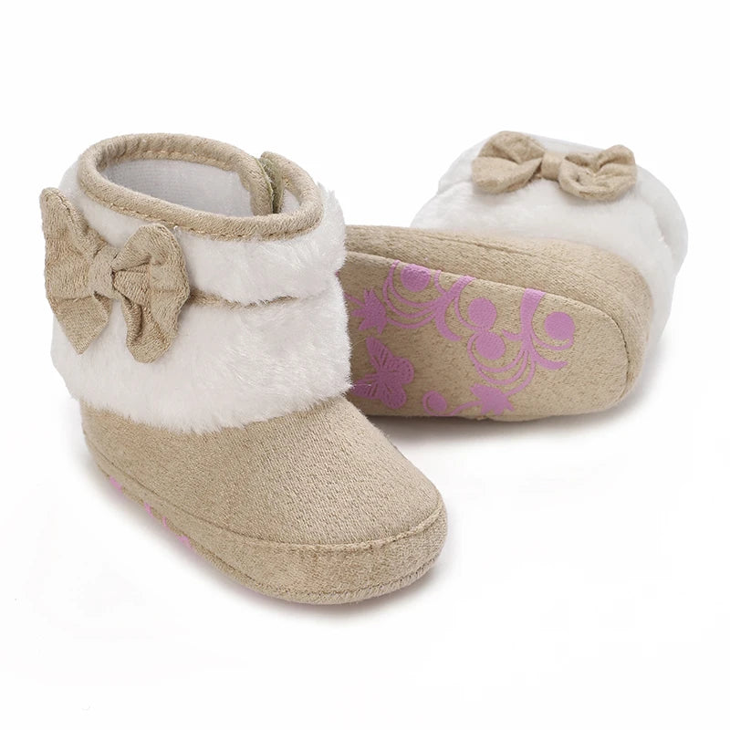 Newborn Baby Mini Wool Baby Short Booty Slippers Soft Bedroom Shoes Anti Slip Ankle Boots Cotton Lining