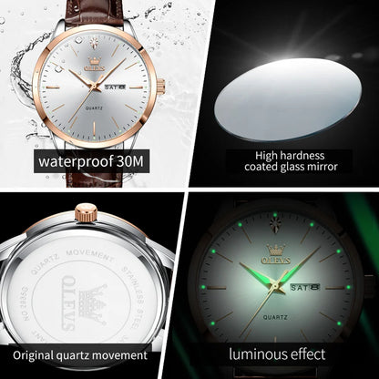 Fashion Business Brand Original Men Watches Leather Strap Trend Week Calendar Quartz Watch Luminous Waterproof 43mm Dial