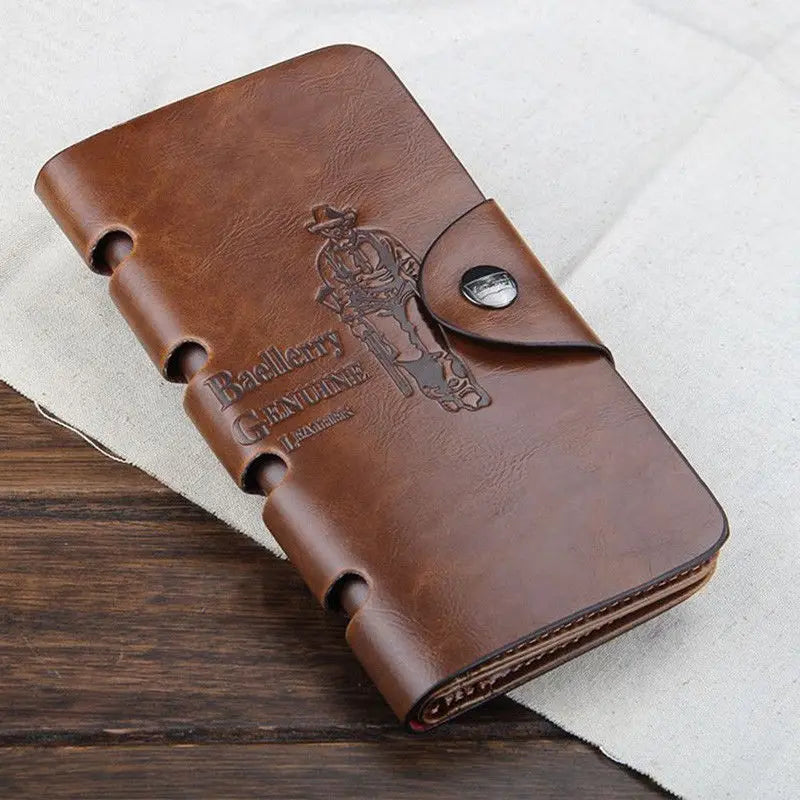 Retro Men's PU Leather Wallet Bifold ID Card Holder Checkbook Long Clutch Billfold Money Purse Handbag