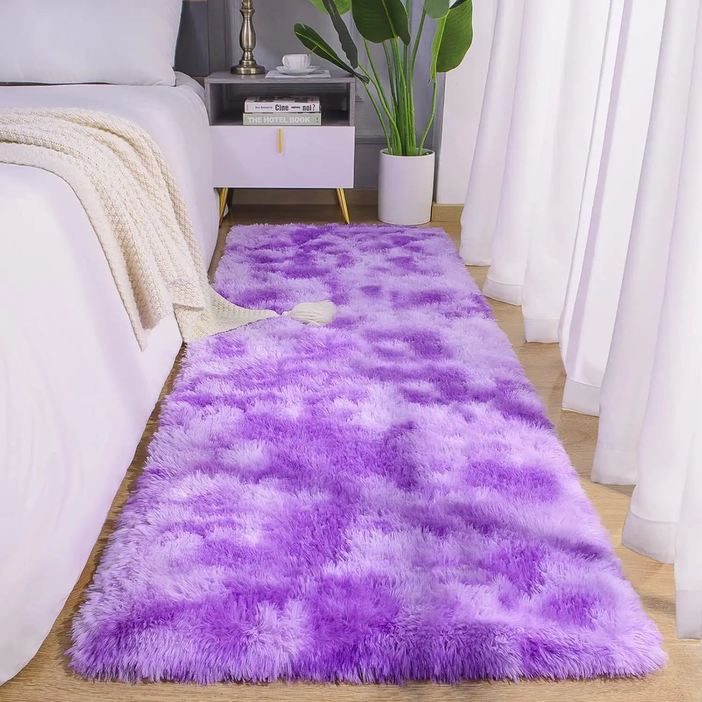 Fluffy Runner Rugs for Bedroom Living Room Soft Shag Rug 3x5 Feet, Non-Slip, Fuzzy Bedside Rug for Nursery or kid's room