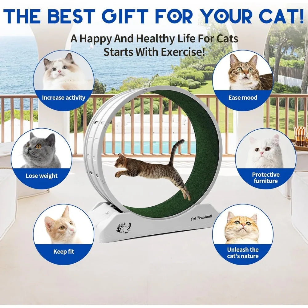 Cat Treadmill Wheel Exerciser for Kitty’s Longer Life Cat Running Wheel with Carpeted Runway