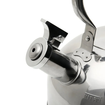Stainless Steel Whistling Tea Kettle Induction Compatible 25L Durable Polished Kitchen Accessory Clear Fill Lines Easy Grip