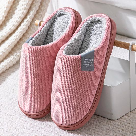 Women Winter Toe Wrap Warm Cotton Slippers Thick Soft Sole Slides Indoor Flat Home Non-Slip