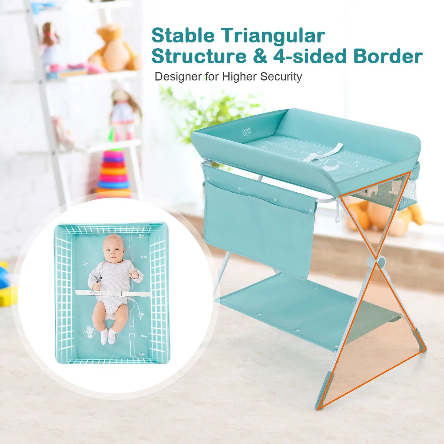 Baby Changing Table Folding Infant Diaper Station Nursery w/ Storage