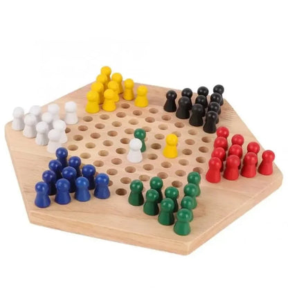 Chinese Checkers Set Wooden Educational Board Kids Classic Checkers Set Strategy Board Set Kid Family Toy