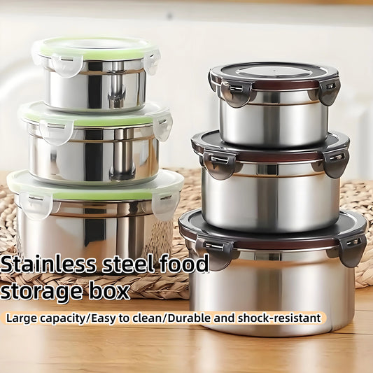 Steel Meal Prep Set - 3-Piece Round Containers ✔Leakproof & Dishwasher Safe (Office/Gym FreshLock Seal)
