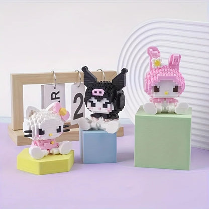 Sanrio Hello Kitty Cute Building Blocks Kawaii Melody Cartoon Building Blocks Assembly Toys Birthday Puzzle Doll Gift
