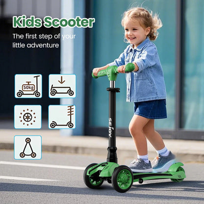 Toddler Kick Scooter for Children.  Foldable Seat Outside Bike Toy Scooter with Adjustable Height/Handlebars