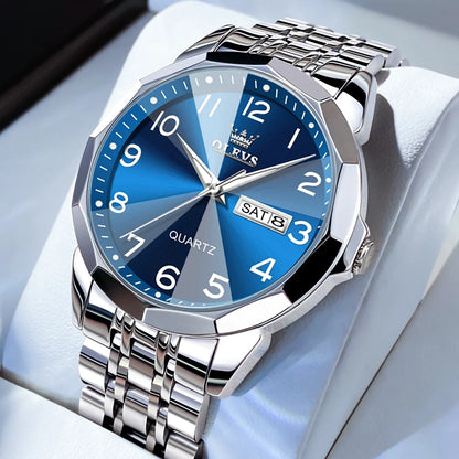 Men's Watches Causal Fashion Original Quartz Watch for Man Waterproof Stainless Steel Luminous Date Week