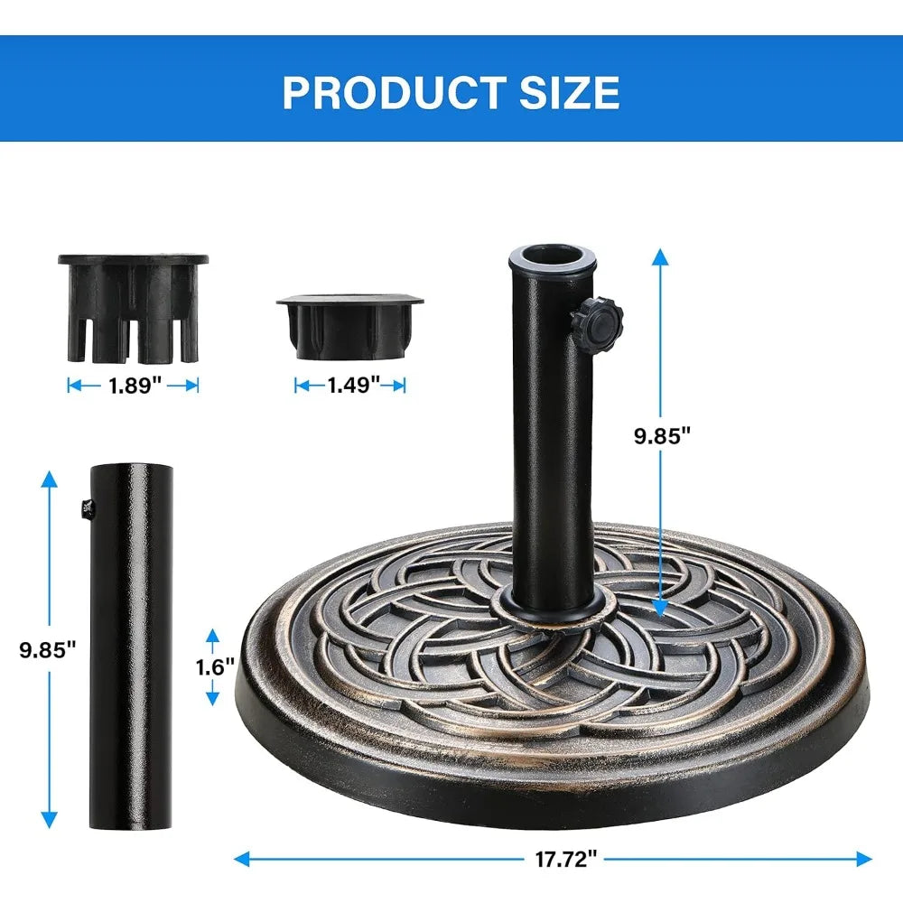 Simple Deluxe 17.72" 24.2 lbs Market Heavy Duty Umbrella Round Stand Base for Patio, Outdoor, Deck, Lawn, Garden