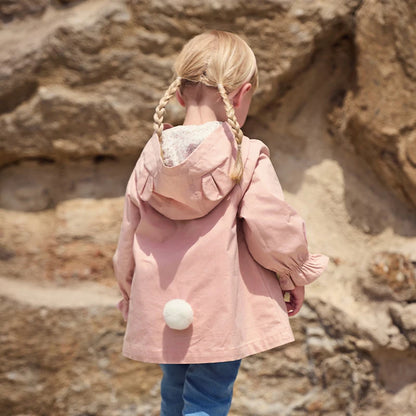 Girl's Single Breasted Trench Coat Spring Autumn Hooded Jacket Outerwear for Children Windbreaker