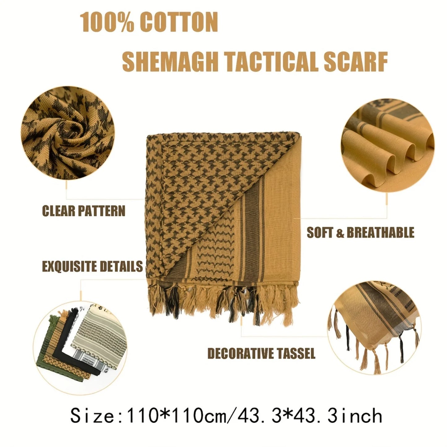 100% Cotton Tactical Scarf - - Soft, Breathable & Stylish - Perfect Gift for Any Occasion