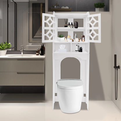 4 Tier Over the Toilet Storage Cabinet Bathroom Organizer Waterproof Raised Leg Smooth Edge Large Capacity/Easy to Install