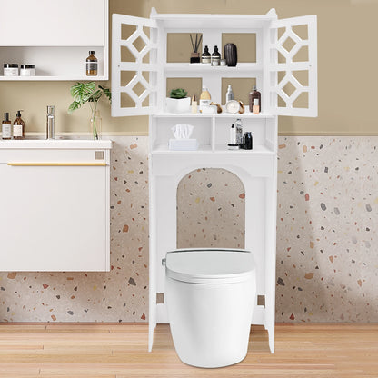 4 Tier Over the Toilet Storage Cabinet Bathroom Organizer Waterproof Raised Leg Smooth Edge Large Capacity/Easy to Install
