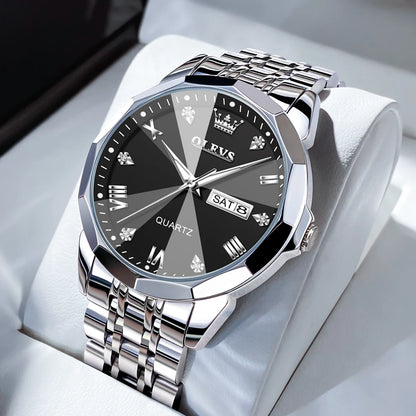 Men's Watches Causal Fashion Original Quartz Watch for Man Waterproof Stainless Steel Luminous Date Week