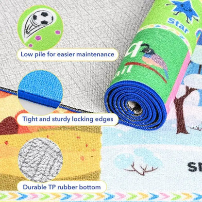 Kids Play Rug Educational & Fun Carpet Gaming Area Rugs for Kids Room Bedroom Playroom,