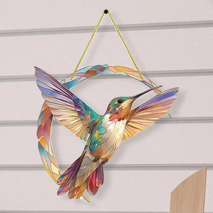 Hummingbird Hanging Acrylic Stained-Glass Handicraft for Patio or Garden Balcony, Yard Home