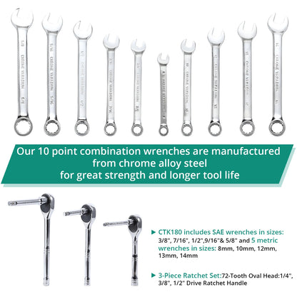 213 Pieces Mechanics Tool Set General Purpose Mixed Sockets and Wrenches, Hand Tool Set Auto Repair Tool Kit Home Tool Kit