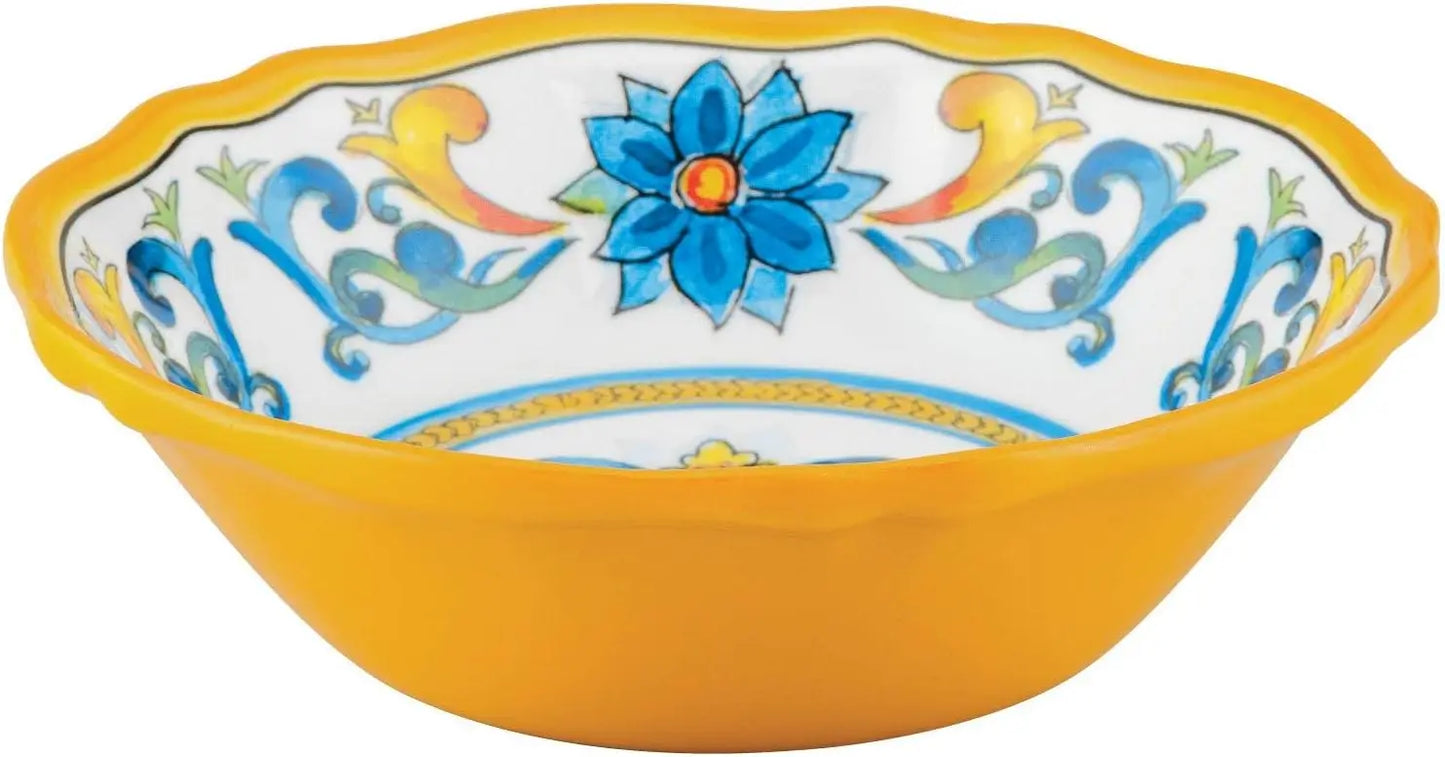 12 Piece Chianti Melamine Dinnerware Set, Outdoor Dishes Set, Plates and Bowls Sets, Service for 4, Multicolor