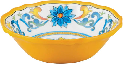 12 Piece Chianti Melamine Dinnerware Set, Outdoor Dishes Set, Plates and Bowls Sets, Service for 4, Multicolor