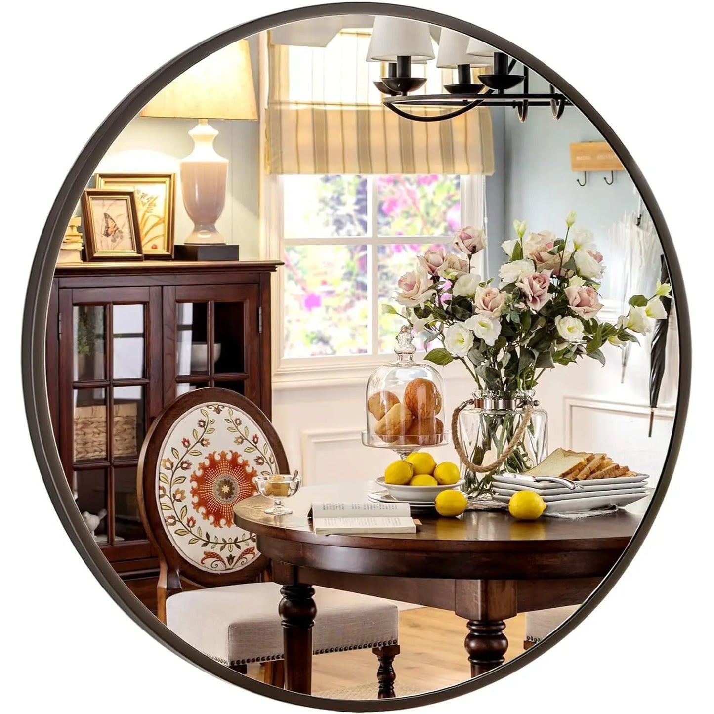 30 Inch Round Wall Mirror Bathroom Mirror with Metal Frame Modern Hanging Mirror for Entryway, Living Room