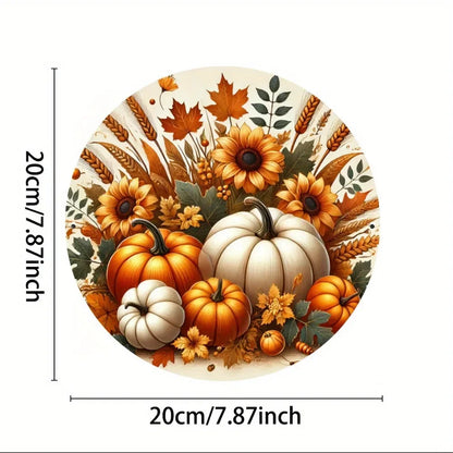 7.8x7.8" Charming Pumpkin Metal Sign - Fall Harvest Decor for /Home/Kitchen
