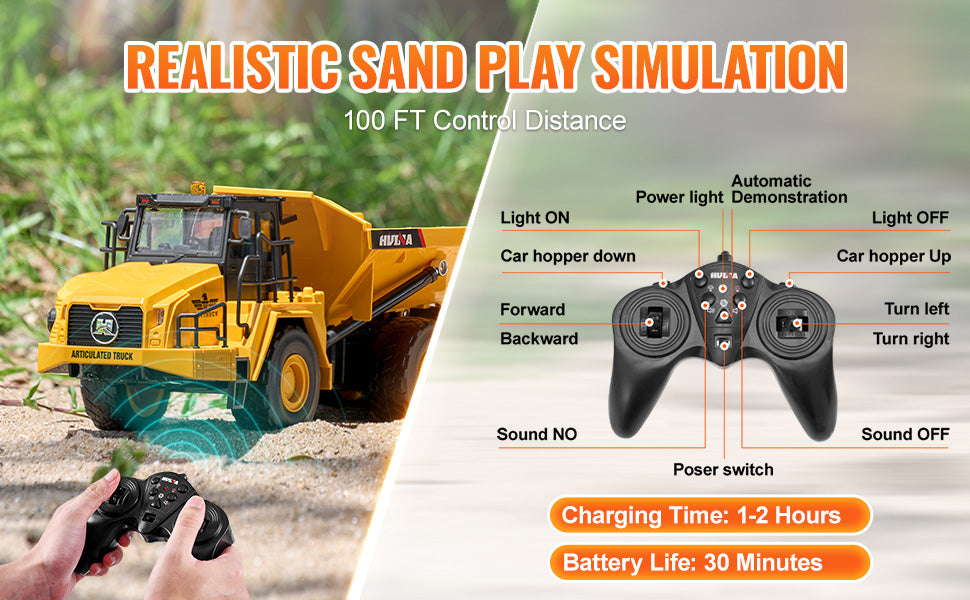 Dump Truck Remote Control Car Children Toys 11-Channel Electric Excavator Bulldozer for Kids Toddlers